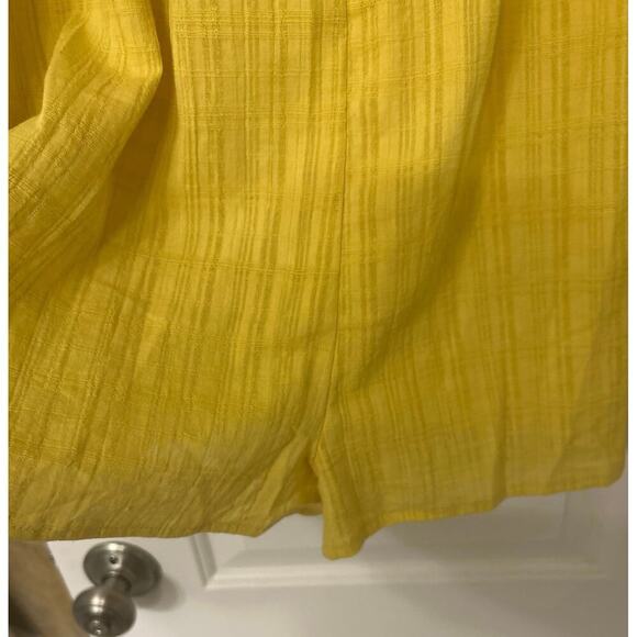 Lumiere Cotton Gold V Neck Puff Sleeve Ruffle Relaxed Fit Shorts Romper New Med - Picture 6 of 13